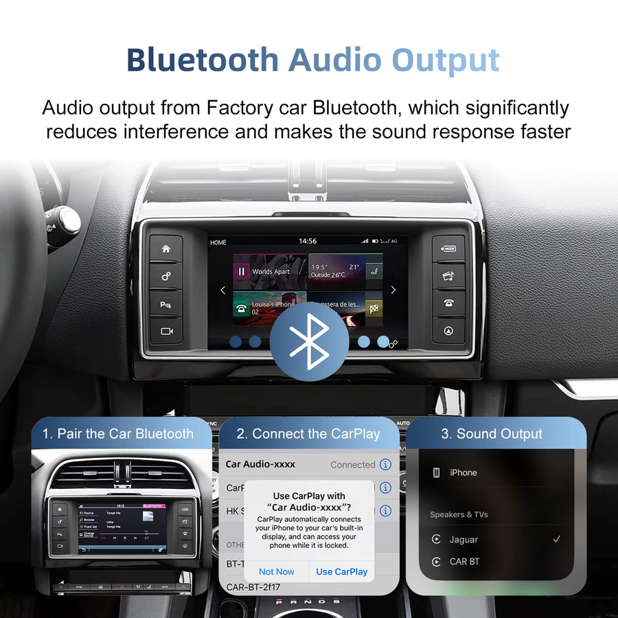 Ezonetronics Kabelloses CarPlay und Android Auto Nachrüstkit mit Wi-Fi und Bluetooth für Jaguar XE, XFL, F-Type und F-Pace - Bild 3