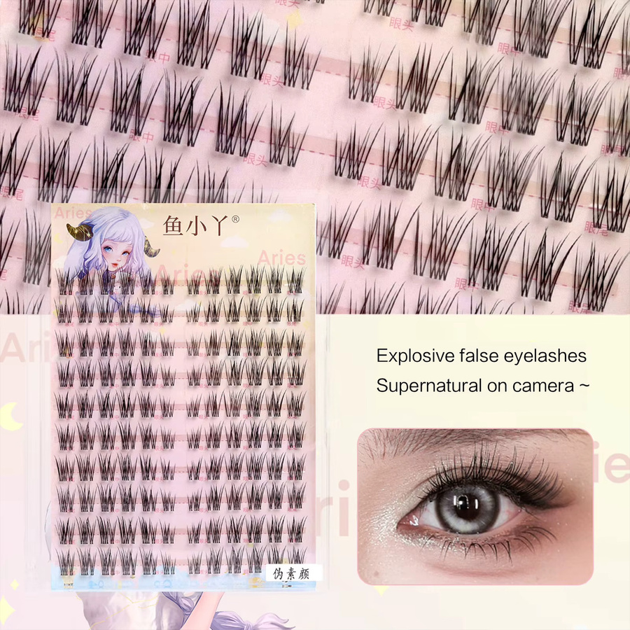Manga Falsche Wimpern, 10 Reihen, Segmentstil, 3D-flauschig, natürlich, Unisex - Bild 2