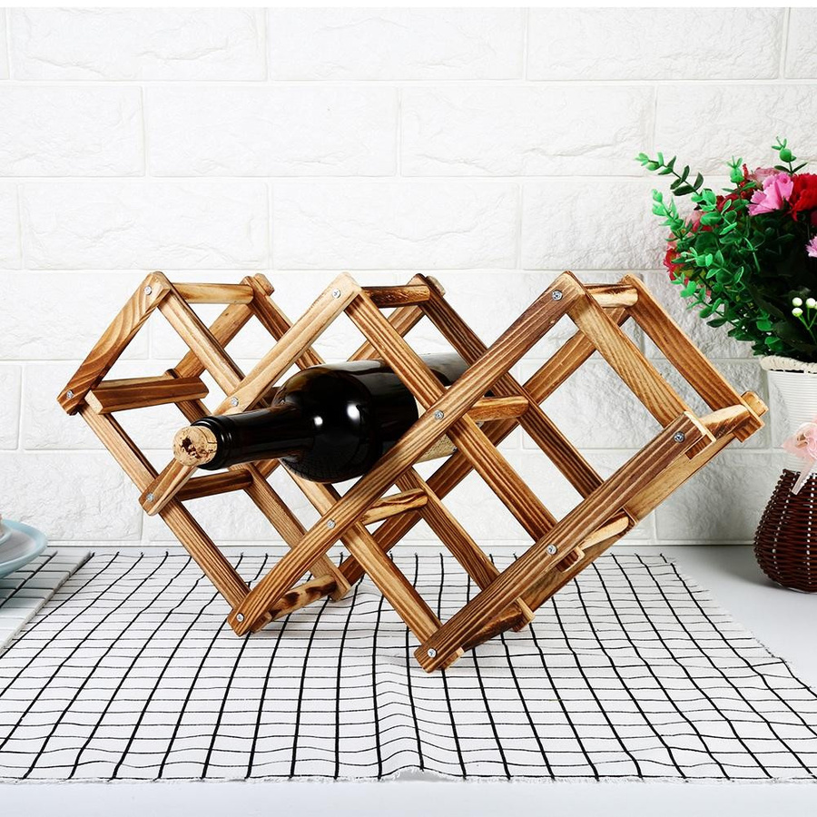 Zusammenklappbares Weinregal aus Holz in Braun von CosyHome für 6 Flaschen - Bild 2