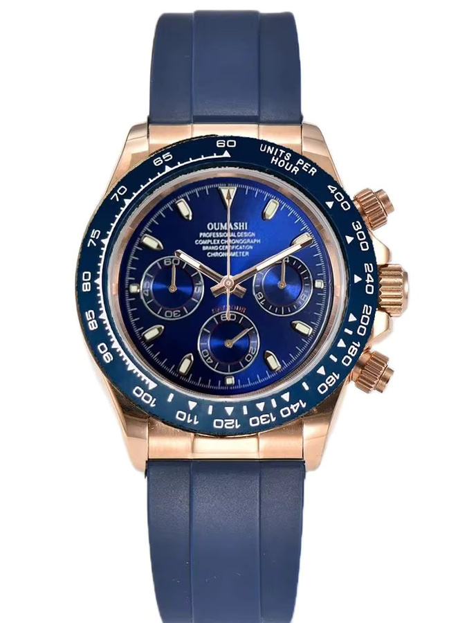 OUMASHI Chronograph, Blau, Gold, Automatik, 39,3 mm, Herren - Bild 5