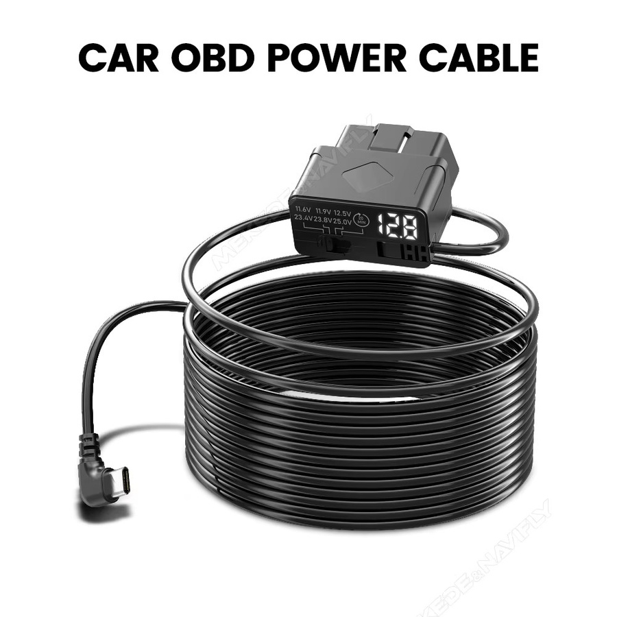 NaviFly Auto OBD-Stromkabel Typ-C in Schwarz mit Parküberwachung und Niederspannungsschutz für 12V/24V mit 20-Minuten-Timing - Bild 2