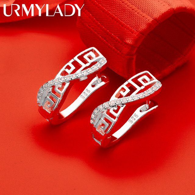 URMYLADY Clip-Ohrringe, 925 Silber, Zirkonia, Damen - Bild 1