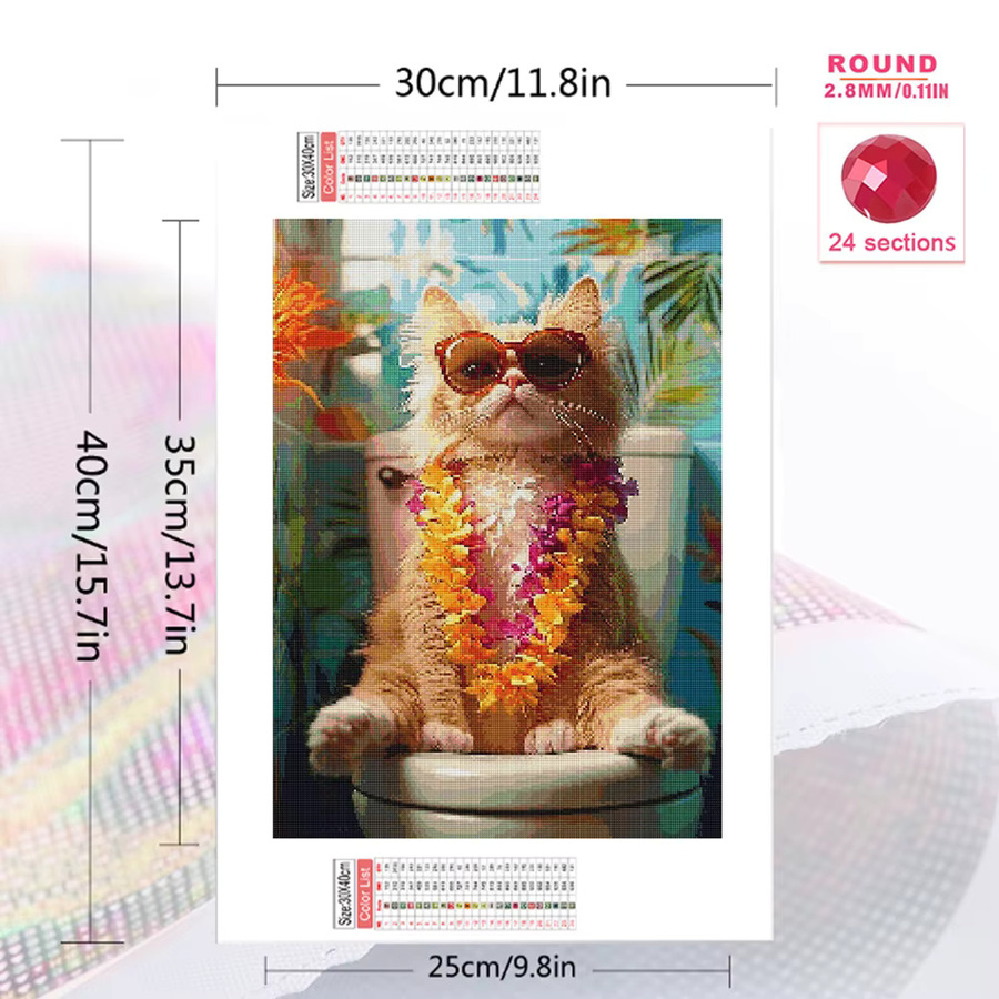 EverShine Diamant-Mosaik Katze Bild als Strass-Stickerei Set, Mehrfarbig, B/H: 20 x 30 cm - Bild 2