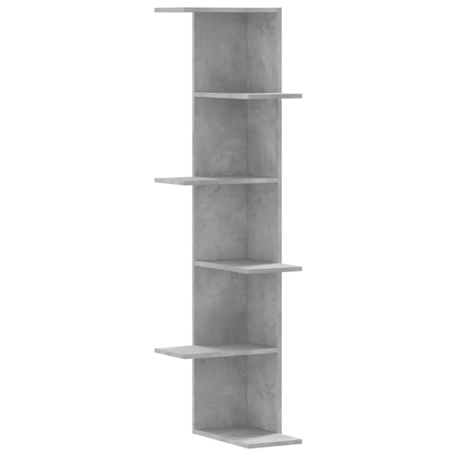 vidaXL Wand-Eckregal aus Holzwerkstoff in Betongrau, B/T/H: 36,5 x 36,5 x 140 cm - Bild 2
