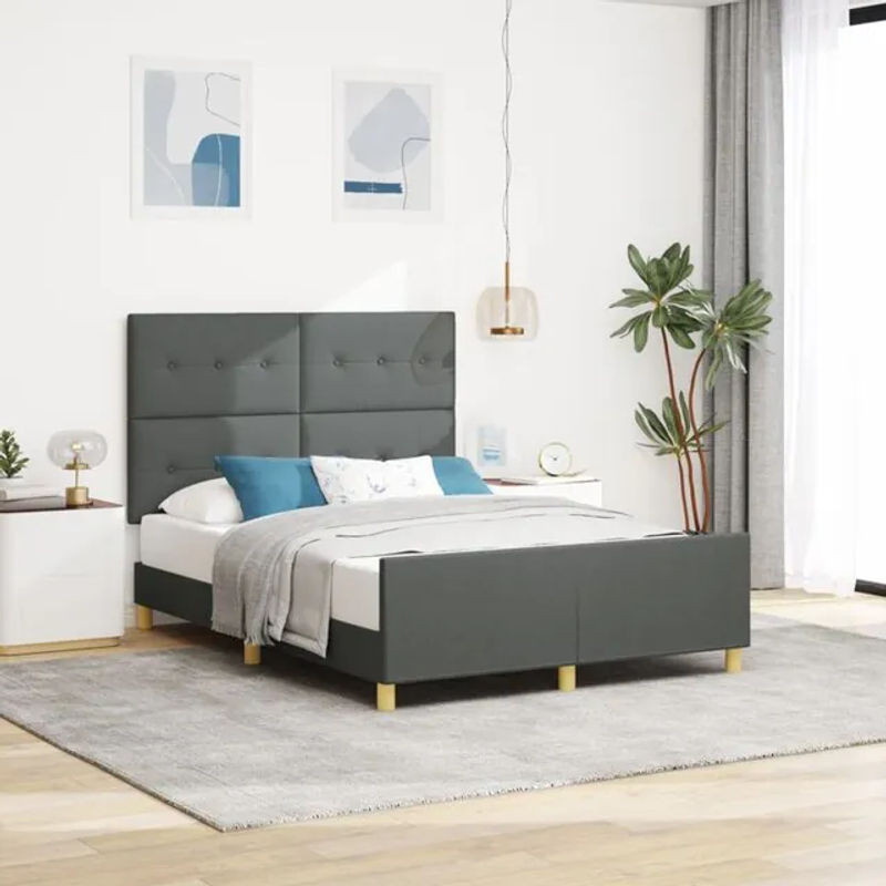 Polsterbett mit Kopfteil vidaXL in Anthrazit Grau, Stoff, B/T/H: 160 x 200 cm - Bild 1
