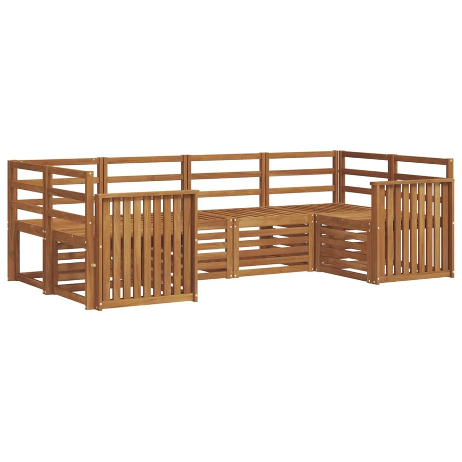 vidaXL Sofagarnitur 6-teilig aus Akazien-Massivholz in Braun und Beige, U-Form für Garten und Terrasse - Bild 2