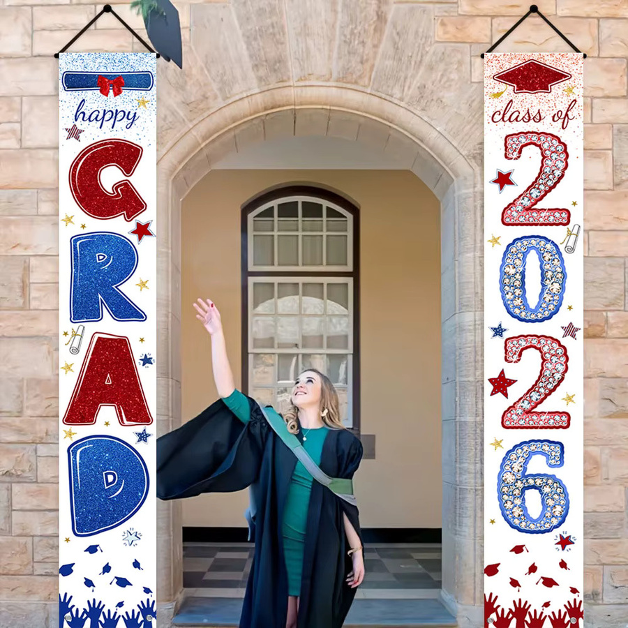 AFYPRTY Polyester-Türbanner-Set Klasse 2026, buntes hängendes Veranda-Schild zur Dekoration für Abschlussfeiern, Rechteckig, Höhe: 180 cm, Breite: 180 cm - Bild 5