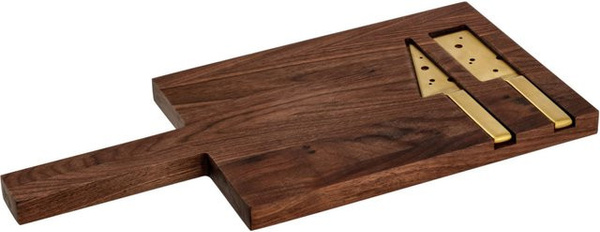 VEGA Käsebrett Enza aus Nussbaum mit Messer-Set, rechteckig, Braun/Gold, L: 42 cm, B: 19,8 cm, H: 2 cm
