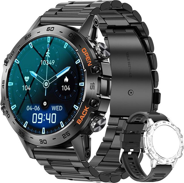 MELANDA Bluetooth Smartwatch für Sport und Fitness in Schwarz mit Herzfrequenzmessung, SpO2 und Telefonfunktion - Bild 1