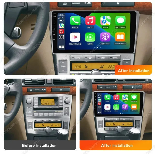 NAVIFANS Carplay und Android Auto Autoradio mit GPS und Touchscreen für Toyota Avensis T25, Schwarz - Bild 1