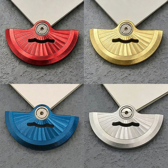 MechJazz Uhrenrotor, Guilloche-Fächermuster, Gold, Edelstahl, Unisex - Bild 1