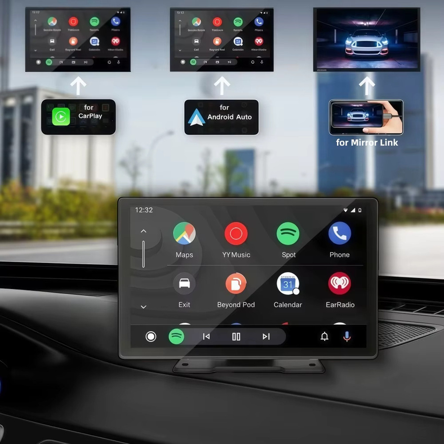Hippcron 9-Zoll Auto-HD-Display mit kabellosem CarPlay und Android Auto, MP5-Multimedia-Player mit Mirror Link, Schwarz - Bild 2