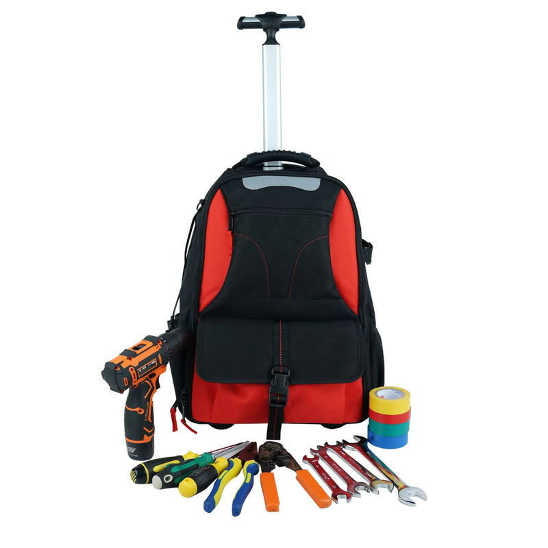 KUNN Roll-Werkzeugrucksack mit 37 Taschen und Rädern in Blau und Schwarz für Elektriker, Techniker und HVAC - Bild 7