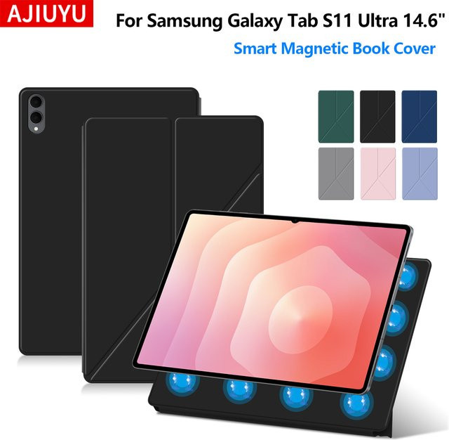 Smart Case für Samsung Galaxy Tab S11 Ultra 14,6 Zoll Buchcover aus PU-Leder mit magnetischer Faltung in Schwarz oder Grün - Bild 1