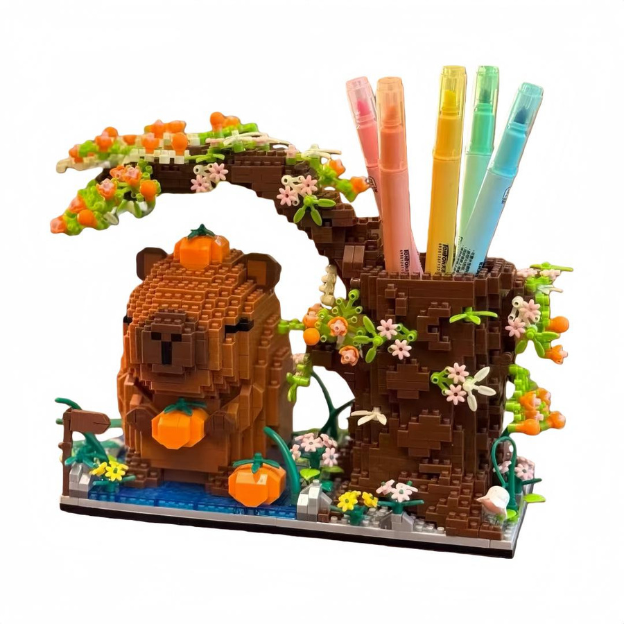 KNEW BUILT Capybara Stiftehalter, Mikro Mini Baustein Spielzeug, ab 14 Jahren - Bild 2