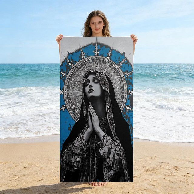 Schnelltrocknendes Nonnen-Gebets-Strandtuch von JMG Household Supplies, sandfreies Handtuch für Strand, Pool, Sport und Yoga, Mehrfarbig, Breite: 60 cm, Höhe: 40 cm - Bild 1