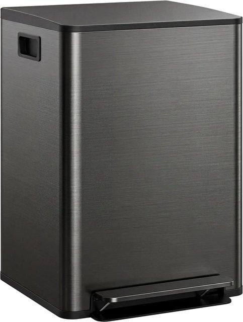 HOMCOM Mülleimer aus Edelstahl mit Pedal, Anthrazit und Schwarz, 47,7 l, B/T/H: 37,5 x 47,7 x 66,8 cm - Bild 1