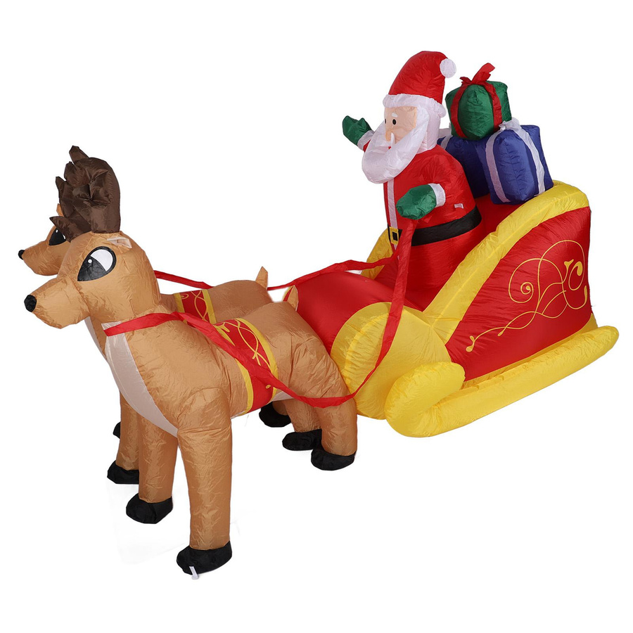 Aimo Aufblasbarer Weihnachtsmann im Schlitten mit Rentieren aus Polyester, Mehrfarbig - Bild 2