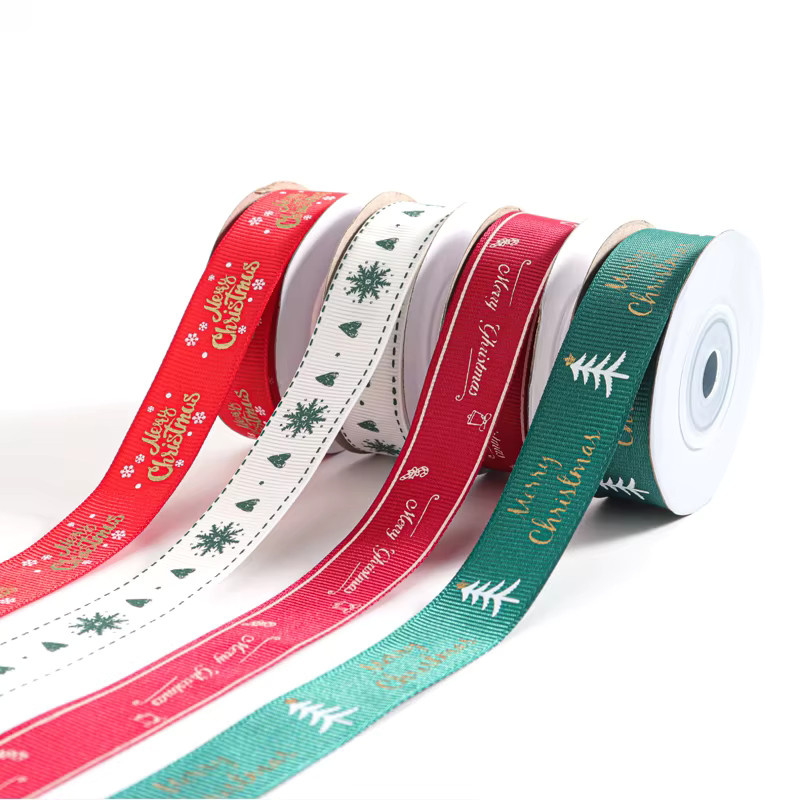 Weihnachten Geschenkband aus Polyester mit Druck, 10/12mm Breite, 10 Yards pro Rolle, Mehrfarbig - Bild 5