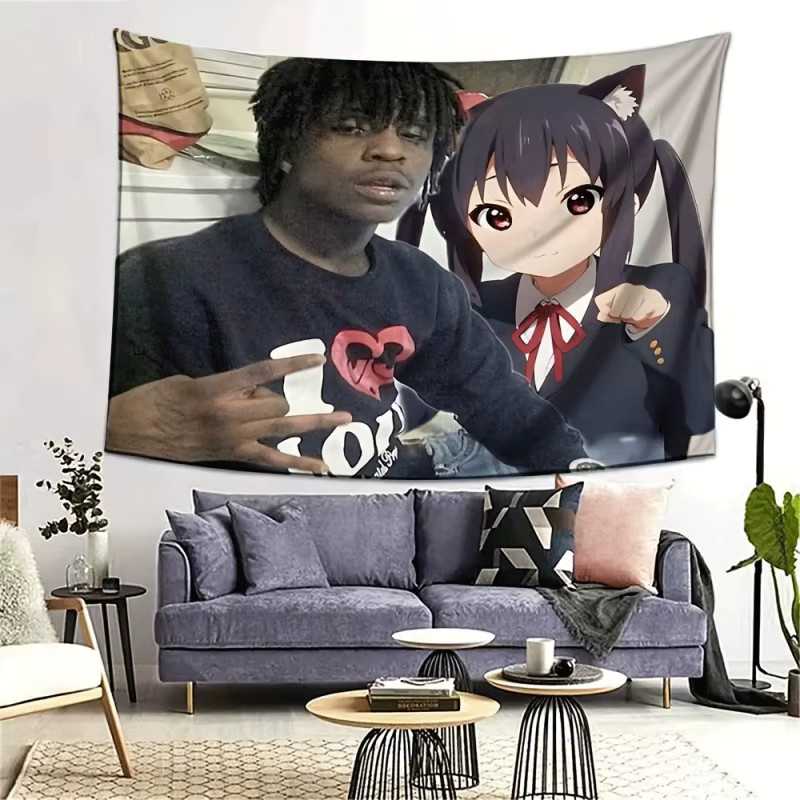 VIKAMA Wandteppich Red Stem Picture Rap Animation in Rot und Multicolour, dekorativer Anime-Hintergrundstoff für deine Raumdekoration, B/H: 40 x 60 cm - Bild 3