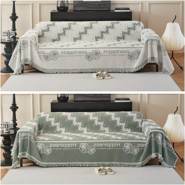 Rutschfester Chenille Sofabezug Super Six in Grün, B/B: 180 x 130 cm - Bild 1