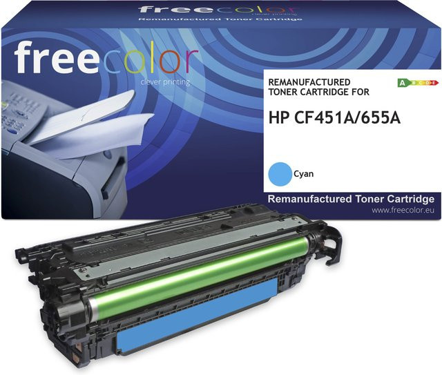 freecolor M652C-FRC Cyan Toner kompatibel mit HP CF451A für Laserdrucker mit 10500 Seiten Reichweite - Bild 1