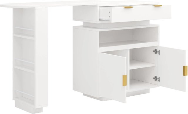 okwish Bartisch mit Stauraum und LED Beleuchtung in Weiß, B/T/H: 115 x 40 x 99 cm - Bild 1