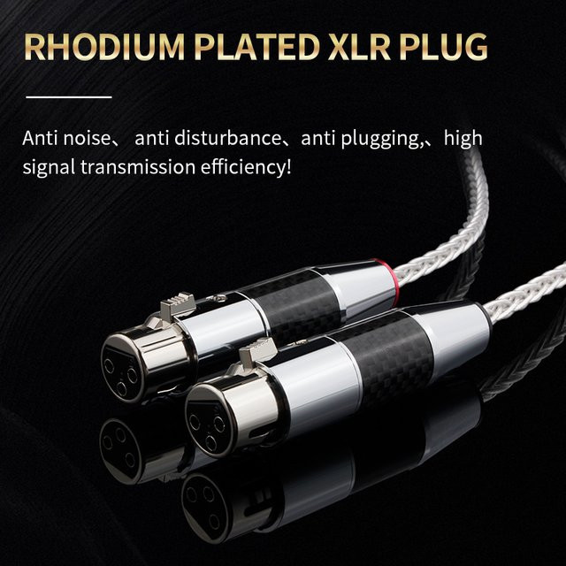 YYAUDIO Hifi XLR Kabel Paar aus reinem 7N OCC versilbertem Audiokabel mit Kohlefaser in Schwarz - Bild 1