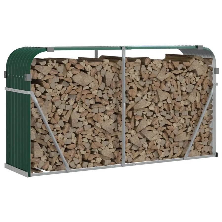 vidaXL Kaminholzunterstand aus verzinktem Stahl in Grün, B/T/H: 180 x 45 x 100 cm - Bild 2