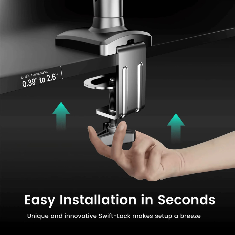 Nearhub MS-001 Monitorarm-Montagehalterung Einzelarm in Schwarz oder Silber mit 180° und 360° Rotation - Bild 5