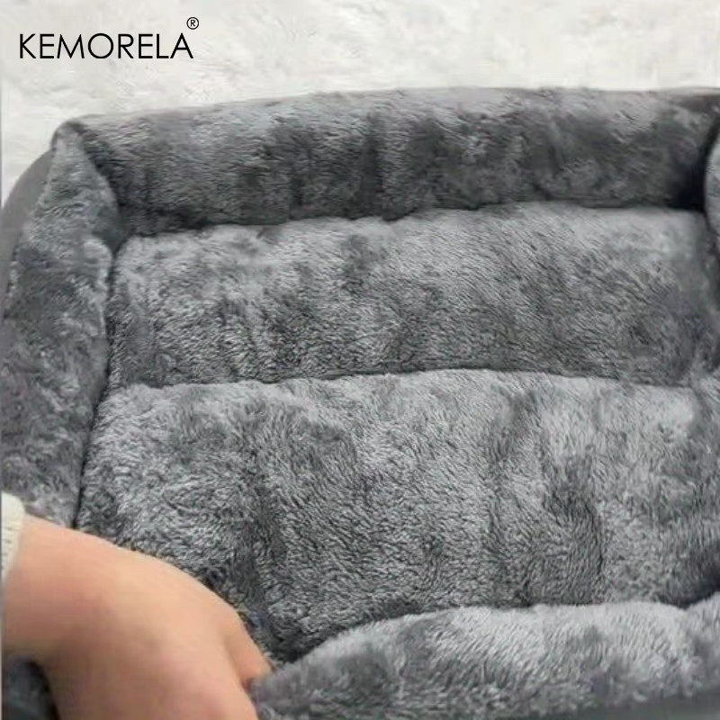 Luxuriöses Hundebett von KEMORELA aus Polyesterfaser für kleine bis mittelgroße Hunde, rechteckig, Schwarz/Grau - Bild 2