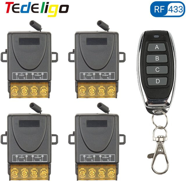 Tedeligo 1-Kanal-Relaisempfängermodul mit Fernbedienung 433MHz 30A für Lampe, Pumpe, Schloss oder Lüfter 110V - Bild 1