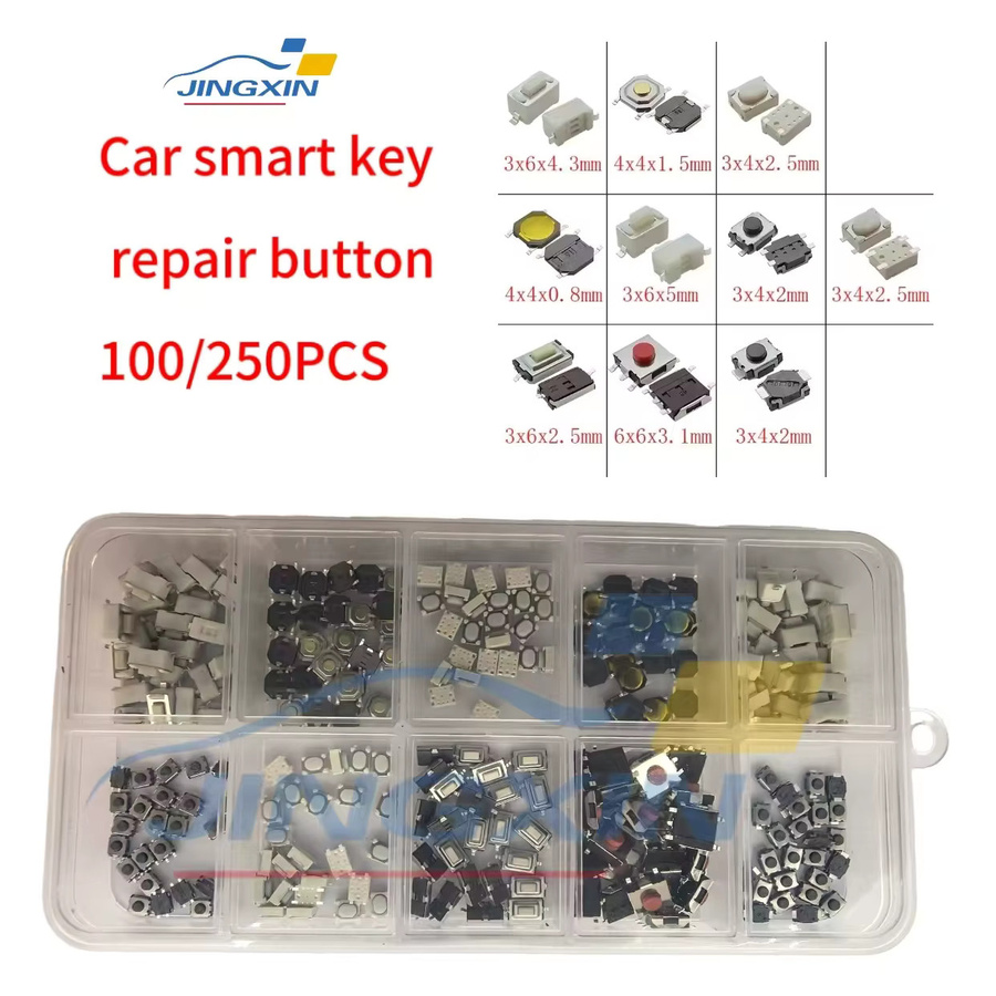 Jingxin Mikroschalter Set mit 10 Arten und Aufbewahrungsbox, 100/250 Stück, Multicolor - Bild 1