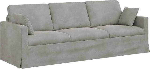 vidaXL Sofa Hellgrau aus Samt mit Metallrahmen B/T/H: 228 x 78 x 80 cm - Bild 1