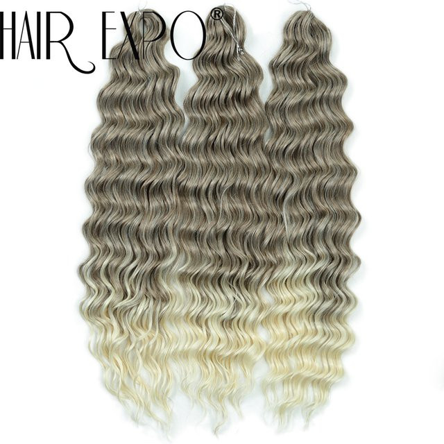 Anna Haar Synthetische Haarverlängerung, Tiefe Welle, Ombre Blonde, 24 Zoll - Bild 1