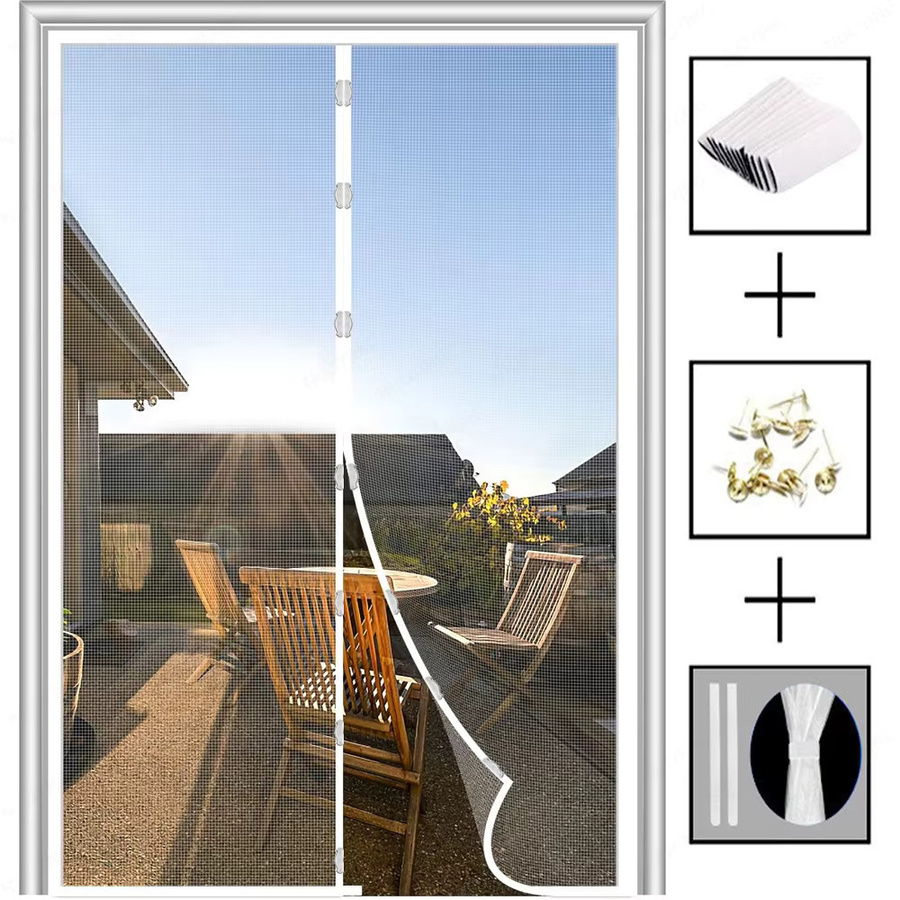 NUOYING Magnetischer Fliegengittervorhang mit automatischer Schließfunktion, Insektenschutz-Netzvorhang für Innenräume, Farbe: Schwarz, B/H: 120 x 210 cm - Bild 4