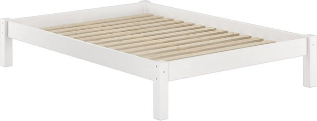 Erst-Holz Doppelbett aus Kiefer in Weiß, Modell 35 mit Rollrost, B/T/H: 140 x 200 x 210 cm - Bild 1