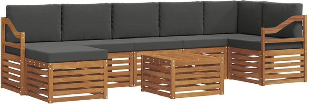 vidaXL Outdoor-Sofagarnitur aus Akazien-Massivholz mit 8-teiligem Set und Kissen in Natur und Anthrazit - Bild 1
