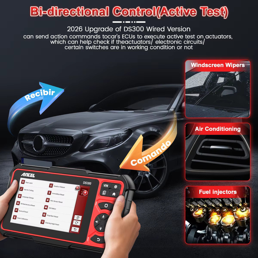 ANCEL DS300 BT CANFD OBD2 Allsystem-Scanner mit bidirektionaler ECU-Codierung in Schwarz - Bild 5