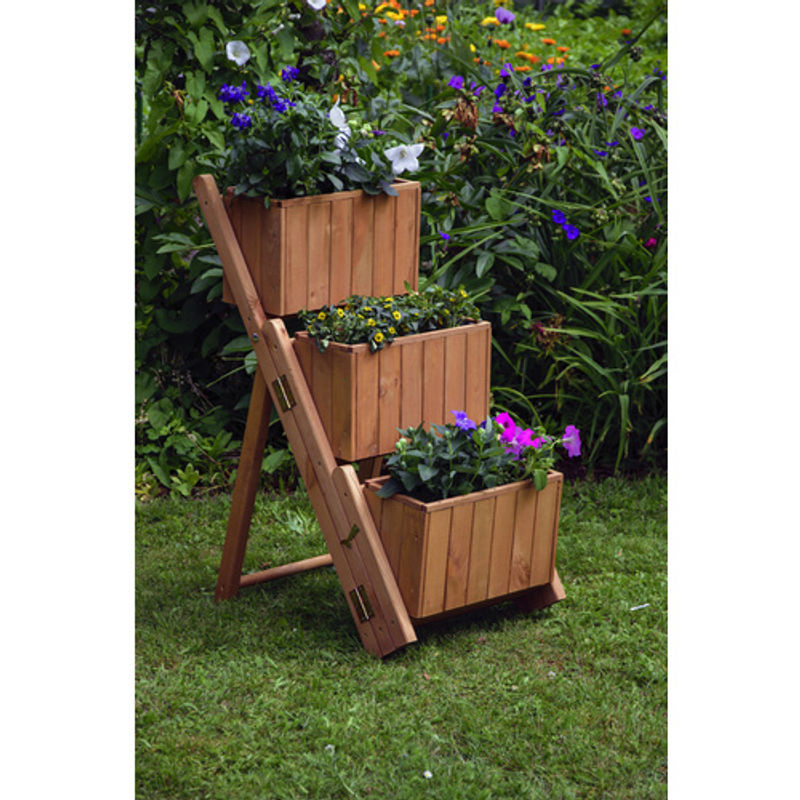 Dobar Ausklappbare Pflanztreppe aus Kiefernholz mit 3 Pflanzkästen, braun, B/H/T: 41 x 85 x 55 cm - Bild 5