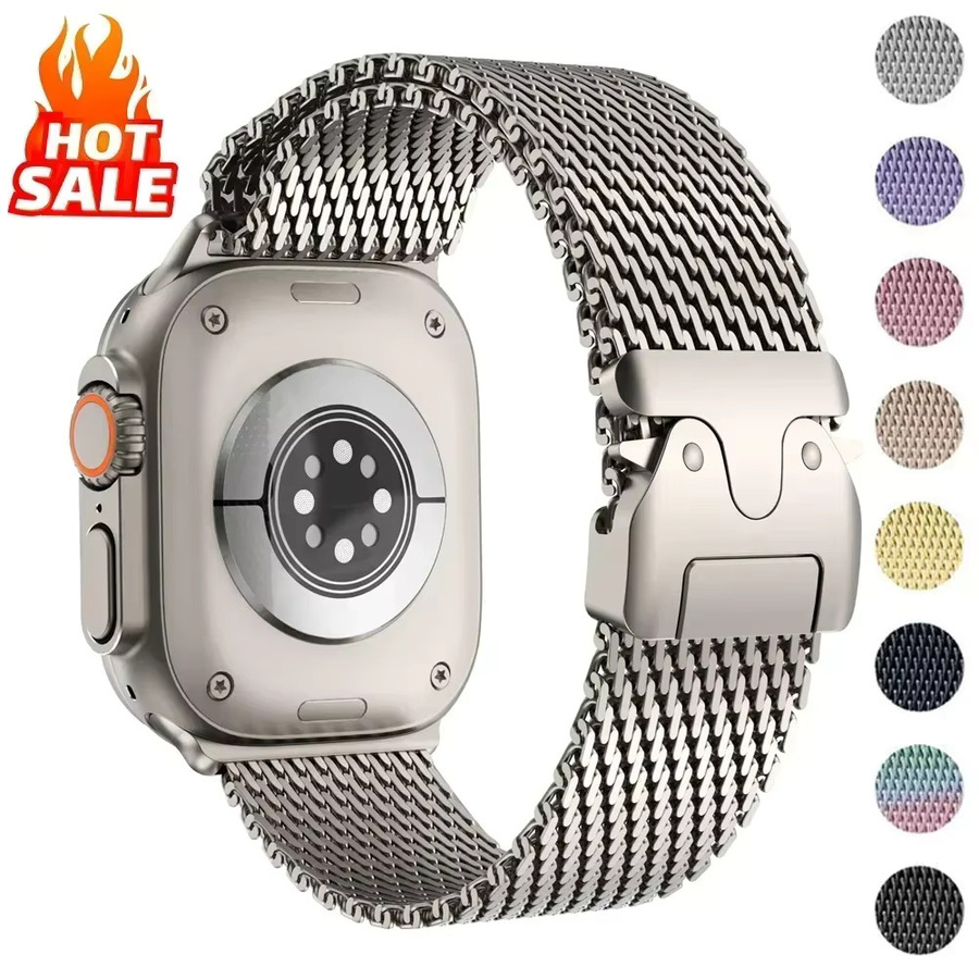 QKX Uhrenarmband Milanaise-Loop, Edelstahl, Silber, Unisex - Bild 2