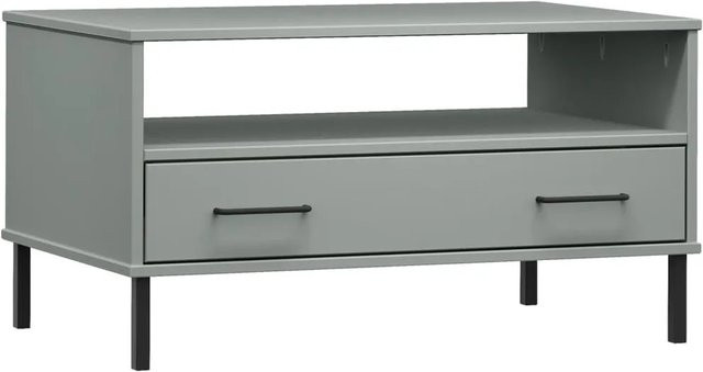 vidaXL Couchtisch OSLO aus massivem Kiefernholz mit Metallbeinen in Grau, B/T/H: 85 x 50 x 45 cm - Bild 1