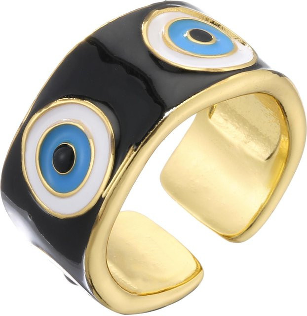 Ring, vergoldetes Messing, bunter Emaille, Damen, resizable - Bild 1