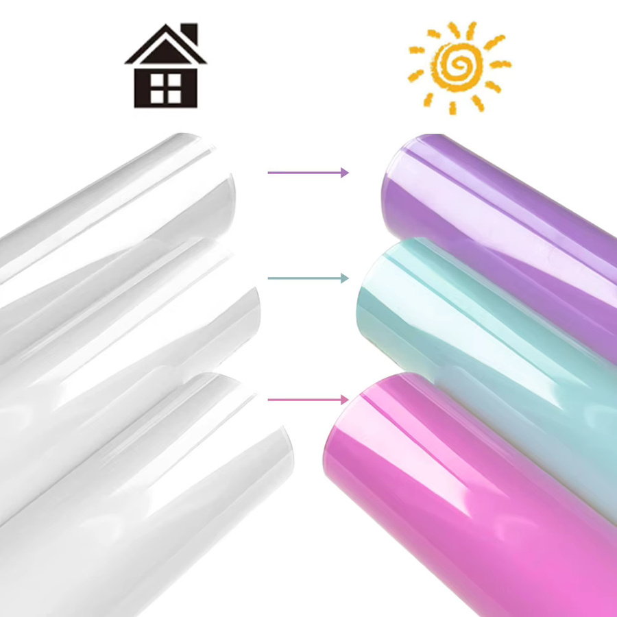 Findohope UV-Farbwechsel HTV Vinyl für T-Shirts und Hüte, Sonnenlicht-sensitiv, Weiß und Pink - Bild 1