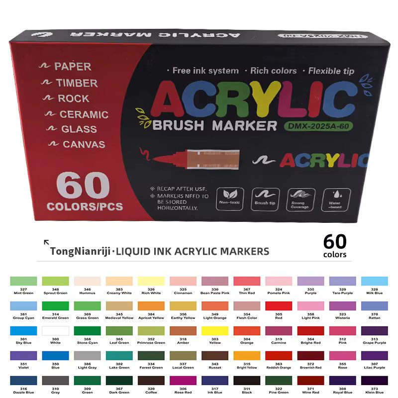 Permanent-Acryl-Farbmarker-Set mit weicher Kugelspitze in Multicolour für DIY-Kunstprojekte auf Keramik, Holz und Leinwand - Bild 2
