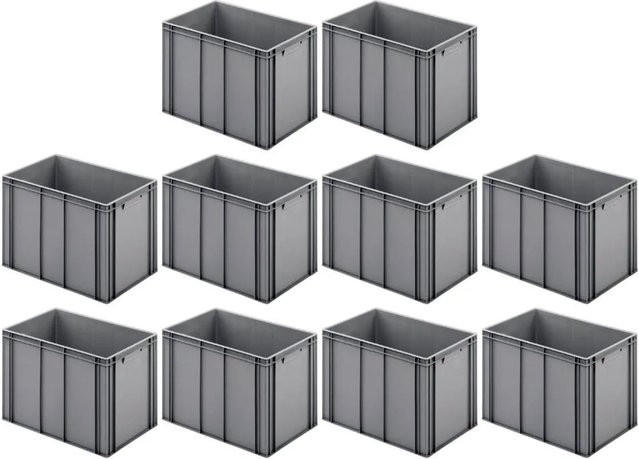PROREGAL SparSet 10x Eurobox Transportboxen mit geschlossenem Griff, Grau, H x B x T: 42 x 40 x 60 cm - Bild 1