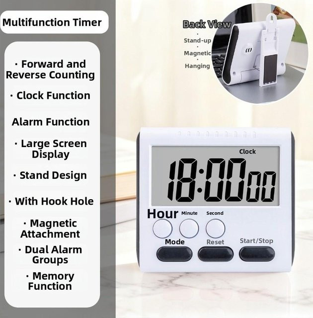 Digitaler Küchentimer mit LCD-Display und Weckfunktion von Wuingjing211 in Schwarz - Bild 1