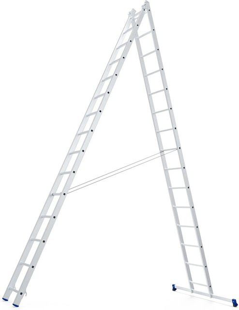 Werner Mehrzweckleiter aus Stahl in Silber mit 15 Sprossen und Gummifüßen - Bild 1