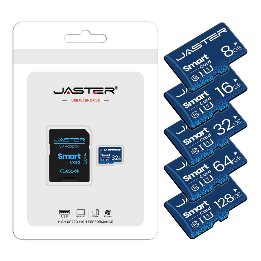 5er Set JASTER SD Speicherkarte Class 10 High Speed Memory Card in Blau mit 32GB, 64GB oder 128GB für Telefon und Kamera - Bild 5