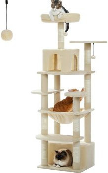 Pawz Road Kratzbaum Groß beige mit Höhle und Hängematte Höhe: 164 cm - Bild 1